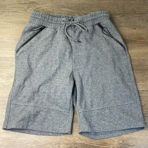 Verde Mens Knit Grey Activewear Sweat Shorts, black zippers, Athletic Wear, Lrg